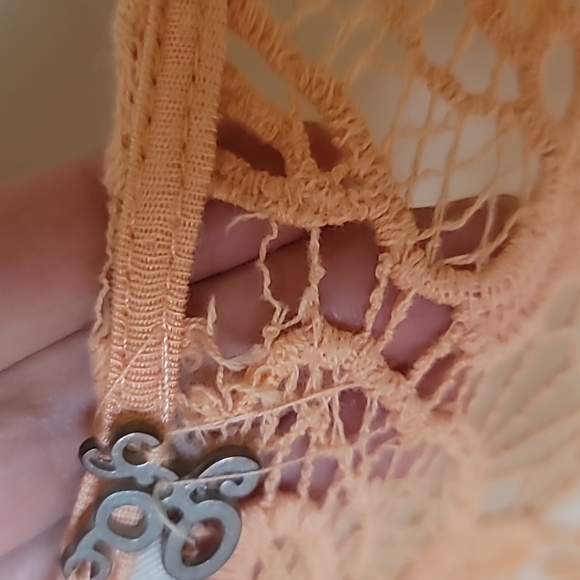 BKE Orange Floral Lace Boho Cover Up - Picture 8 of 13
